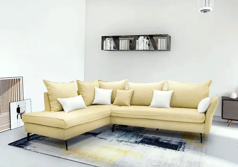 Chaise longue méridienne en tissu gris clair - Gina