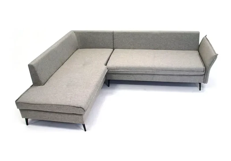Chaise longue méridienne en tissu gris clair - Gina