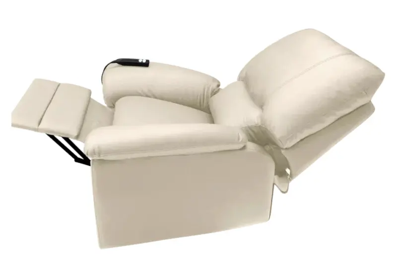 Fauteuil relax releveur en cuir crème motorisé - Carl