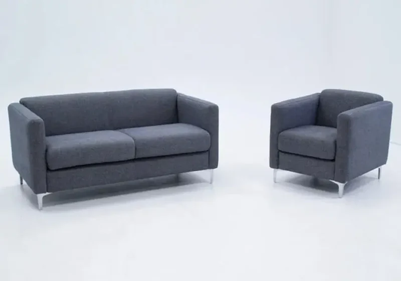 Fauteuil fixe design en tissu vert sauge - Axel