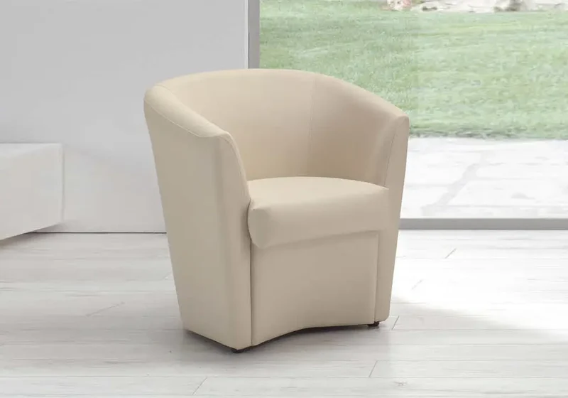 Fauteuil cabriolet en cuir crème - Alix