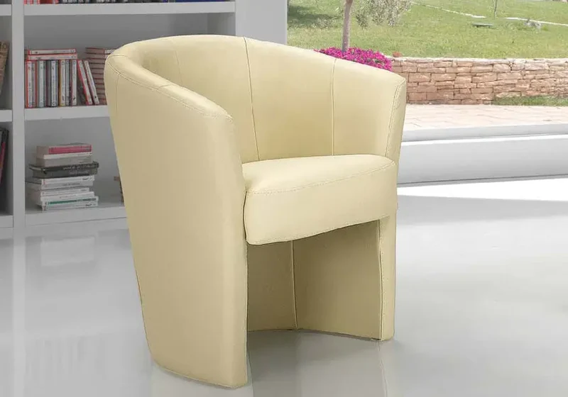 Fauteuil cabriolet en cuir crème - Antoine