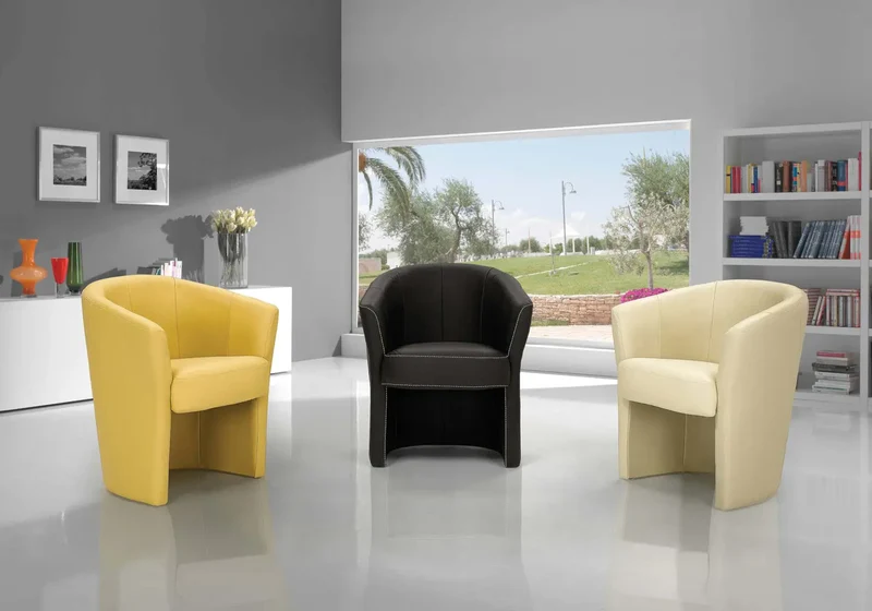 Fauteuil cabriolet en cuir noir - Antoine