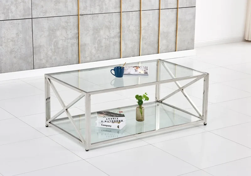 Table basse en verre trempé argent - Enzo