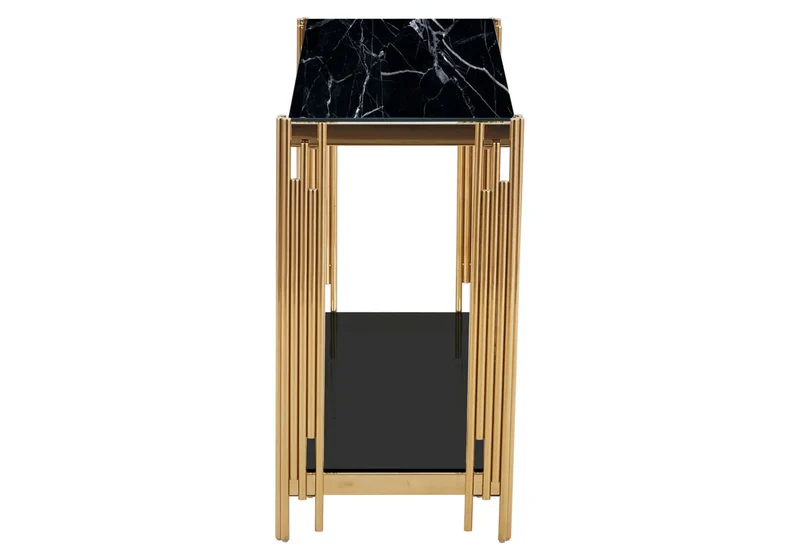 Console dorée marbre noir - Eve
