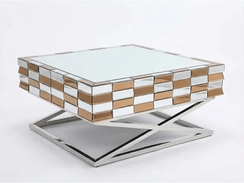 Table basse LUXOR 100×100×45 cm – L’élégance miroir au cœur de votre salon