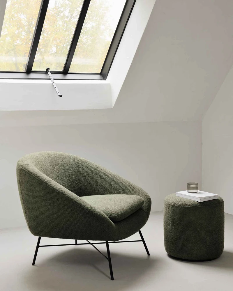Ethnicraft Pouf - Barrow Vert Pin
