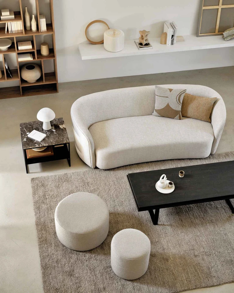 Ethnicraft Pouf - Barrow Blanc Cassé