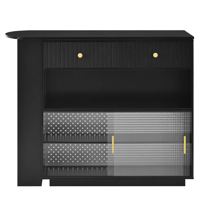 Table de bar extensible noir et pivotant 360° avec LED et prises 120x50x95,5 cm FLAREITYY