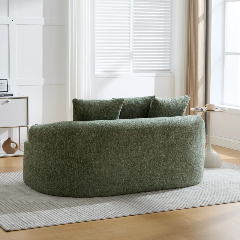 Canapé 2 places en chenille vert coussins profonds sans montage 164cm FLAREMOMENTUU