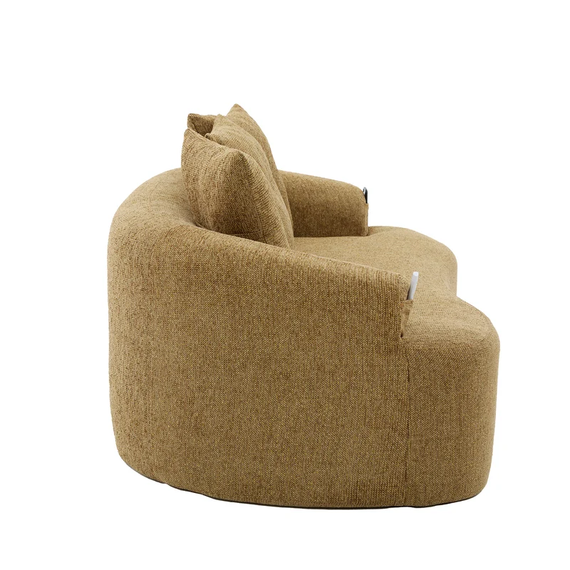 Canapé 2 places en chenille jaune coussins profonds sans montage 164cm INFINITEVERTE