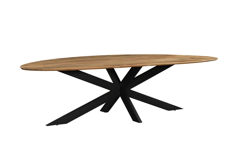 Table à manger en bois avec pieds en métal noir, EP3CM - ARES