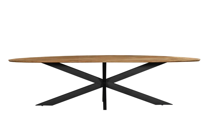 Table à manger en bois avec pieds en métal noir, EP3CM - ARES