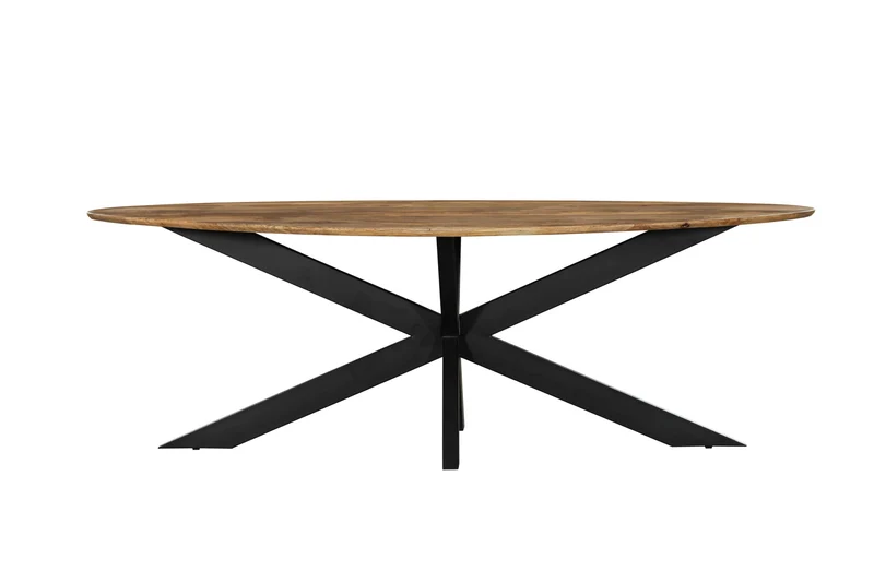 Table à manger en bois avec pieds en métal noir, EP3CM - ARES