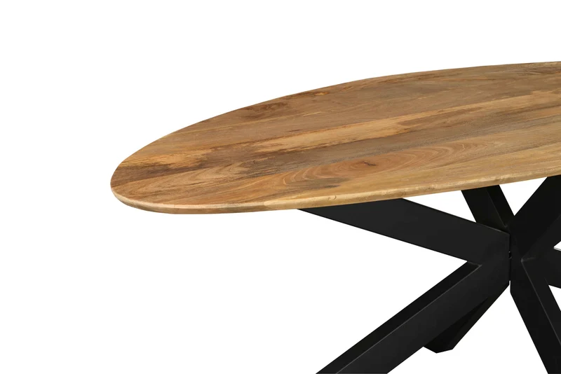 Table à manger en bois avec pieds en métal noir, EP3CM - ARES