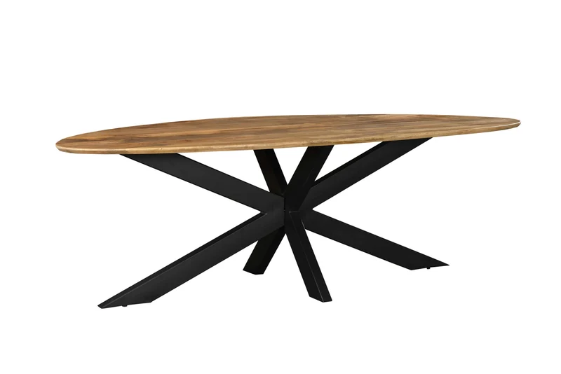 Table à manger en bois avec pieds en métal noir, EP3CM - ARES