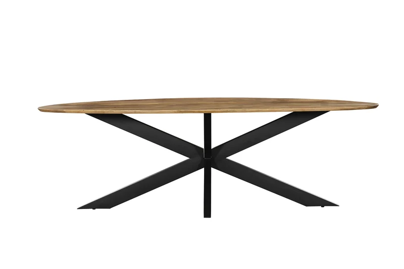 Table à manger en bois avec pieds en métal noir, EP3CM - ARES