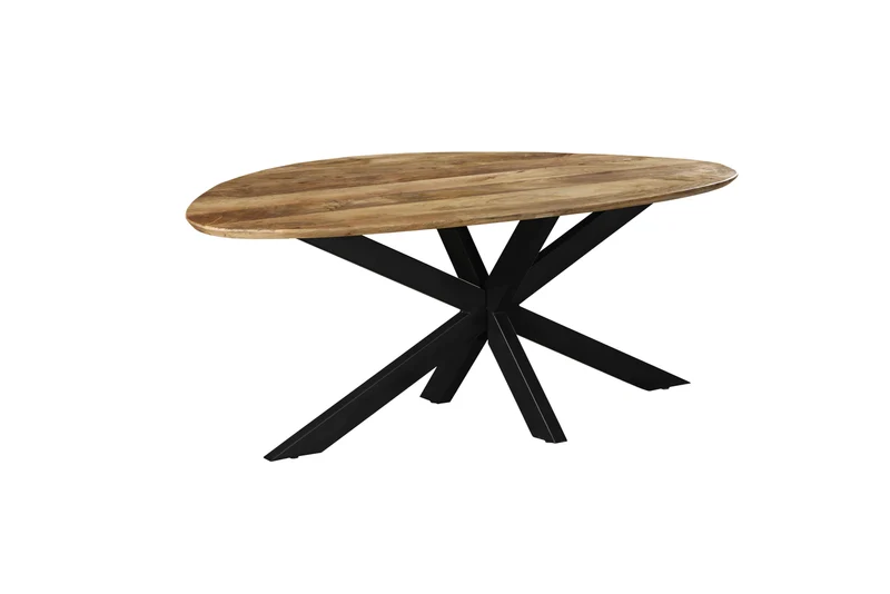 Table à manger en bois avec pieds en métal noir, EP3CM - ARES