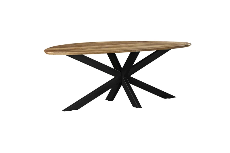 Table à manger en bois avec pieds en métal noir, EP3CM - ARES