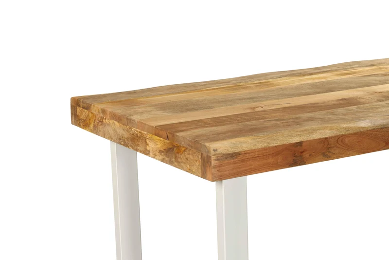 Table haute rectangulaire avec plateau en bois ondulé, EP10CM, H90CM - ISIS
