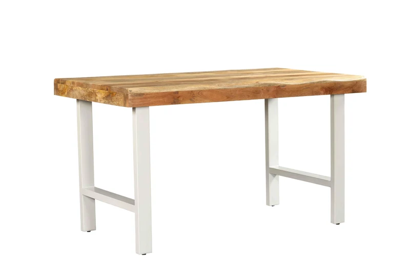 Table haute rectangulaire avec plateau en bois ondulé, EP10CM, H90CM - ISIS