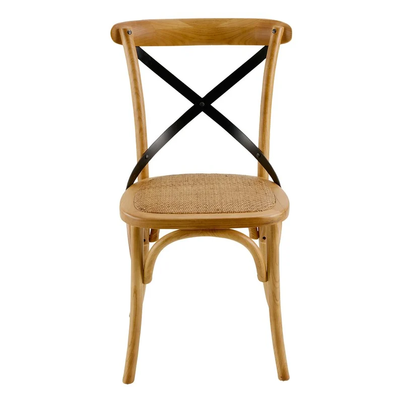 Chaise en bois naturelle croisillon noir Villa Florence - Bistrot