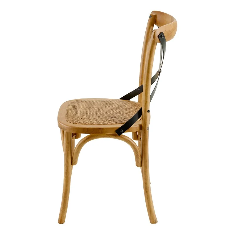 Chaise en bois naturelle croisillon noir Villa Florence - Bistrot