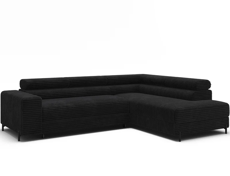 Canapé d’angle convertible LAFAYETTE en velours côtelé avec têtières relevables