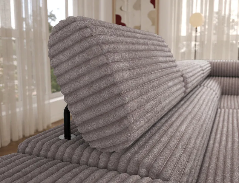 Canapé d’angle convertible LAFAYETTE en velours côtelé avec têtières relevables
