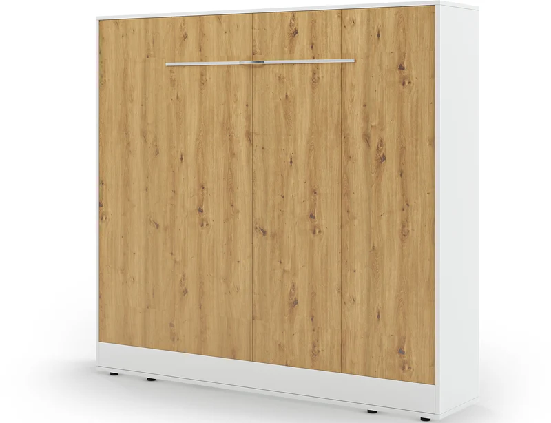 Lit escamotable NEO – armoire lit murale verticale avec rangements