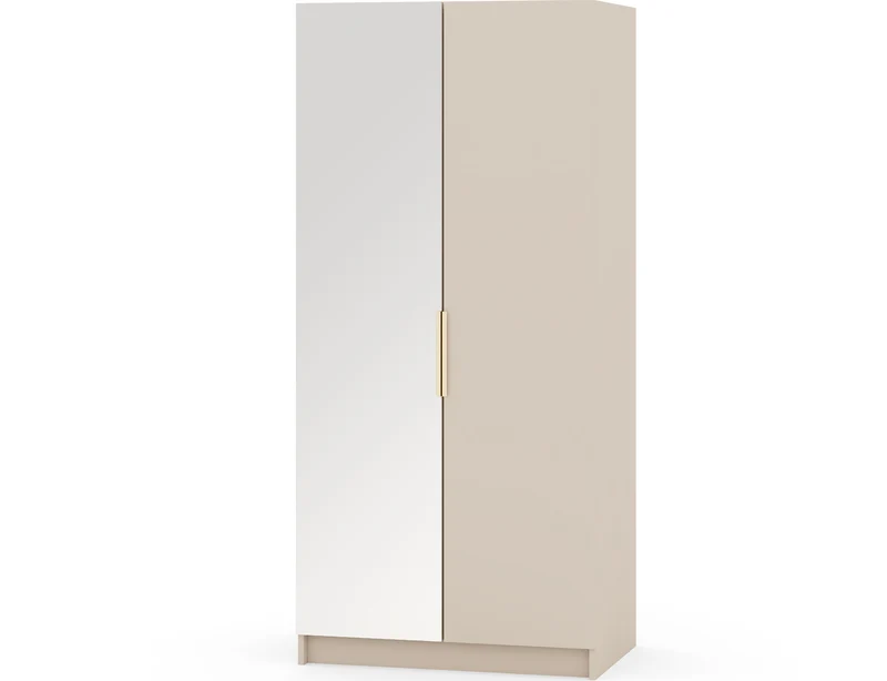 Armoire dressing Léana 100 cm – 2 portes, penderie, étagères, avec ou sans miroir
