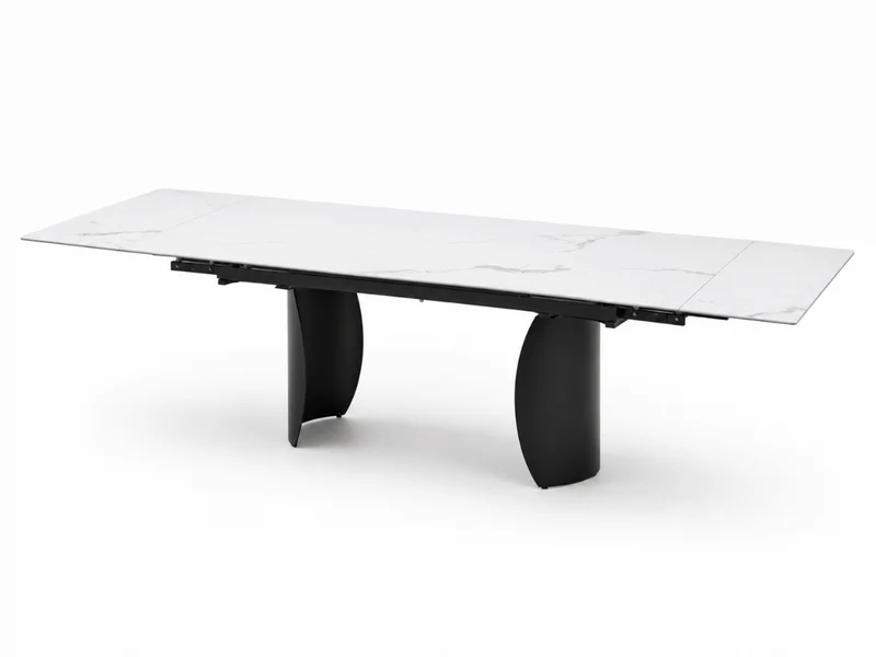 Table à manger extensible Milana 180–260 cm – Céramique effet marbre blanc