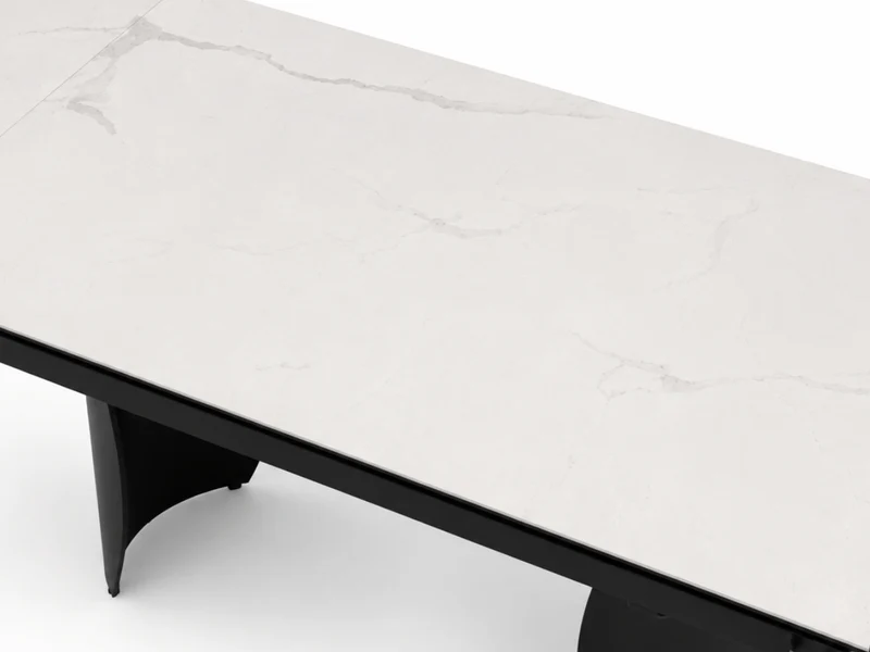 Table à manger extensible Milana 180–260 cm – Céramique effet marbre blanc