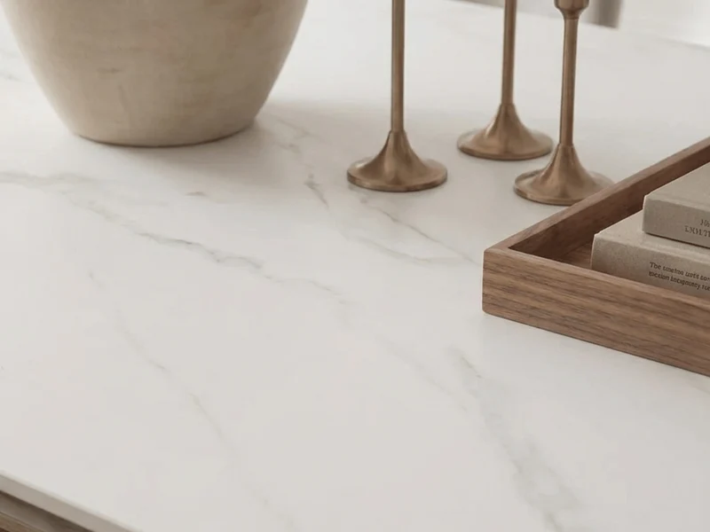 Table à manger extensible Calista – céramique marbre blanc 180 à 260 cm