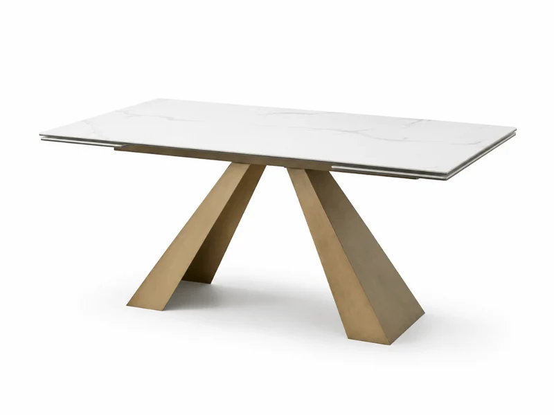 Table à manger extensible Calista – céramique marbre blanc 180 à 260 cm