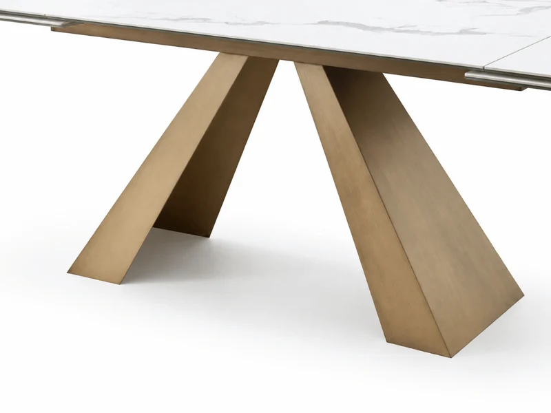 Table à manger extensible Calista – céramique marbre blanc 180 à 260 cm