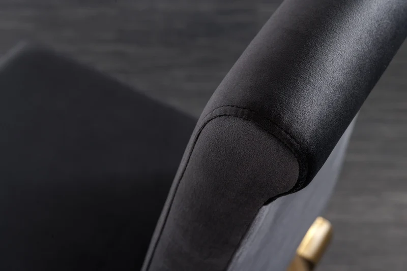 Lot de 2x chaises élégante MODERN BAROCK en velours noir, pieds en acier inoxydable