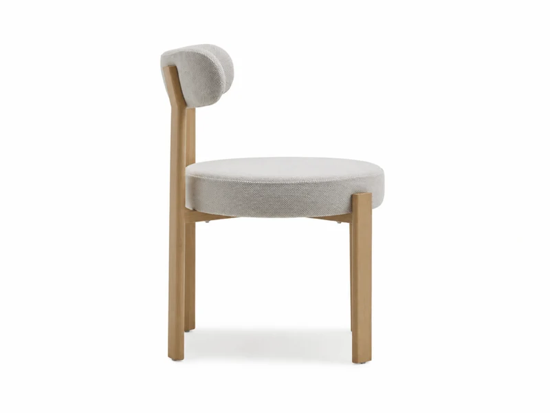 Lot de 4 chaises Odéon – assise ronde, dossier enveloppant & pieds effet bois