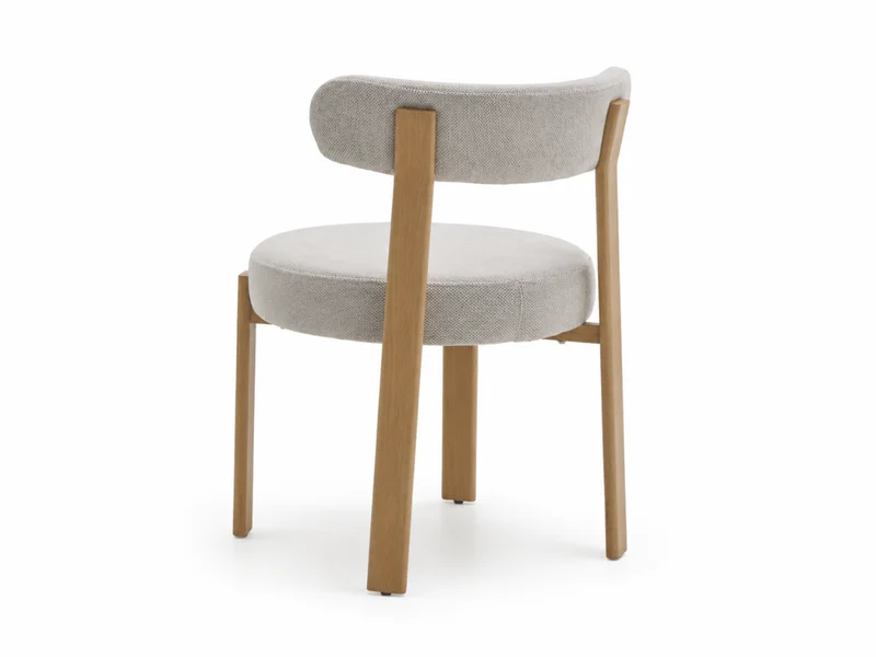 Lot de 4 chaises Odéon – assise ronde, dossier enveloppant & pieds effet bois