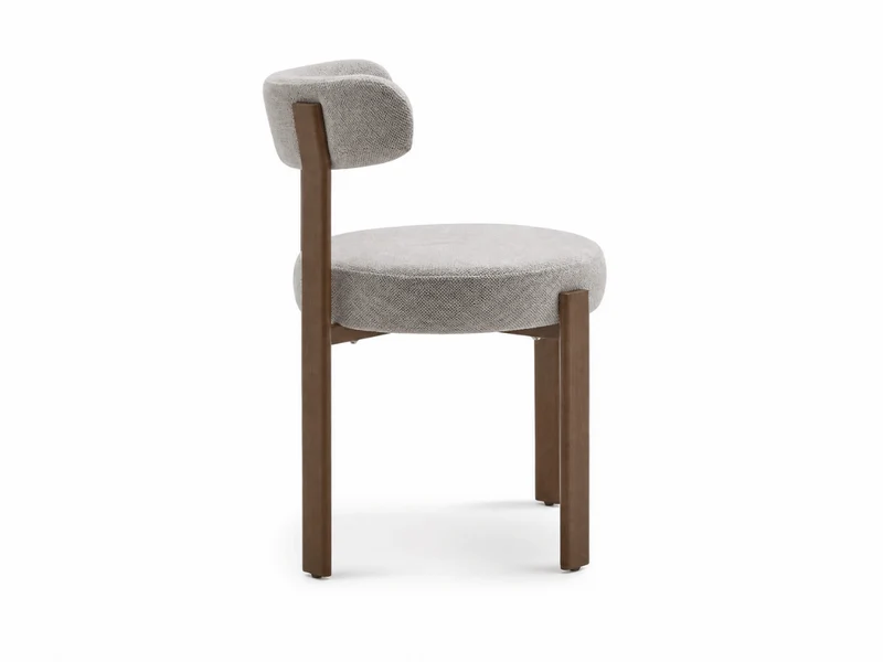 Lot de 4 chaises Odéon – assise ronde, dossier enveloppant & pieds effet bois