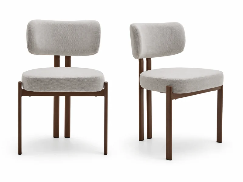 Chaise Passy en tissu texturé avec pieds effet bois – Lot de 2