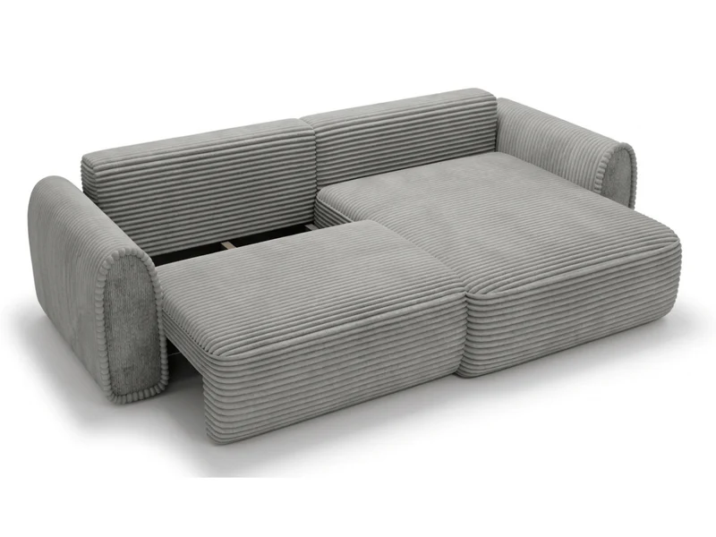 Canapé convertible ODEON – Velours côtelé épais – Design arrondi tendance