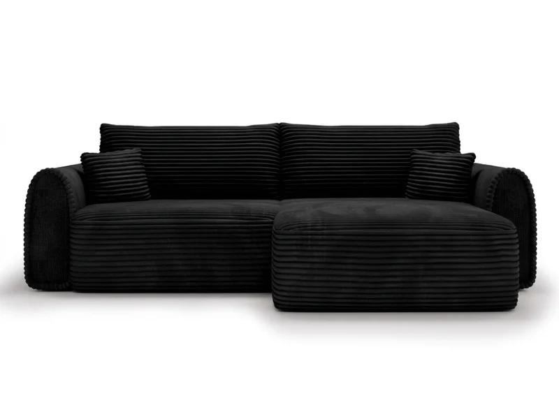 Canapé convertible ODEON – Velours côtelé épais – Design arrondi tendance