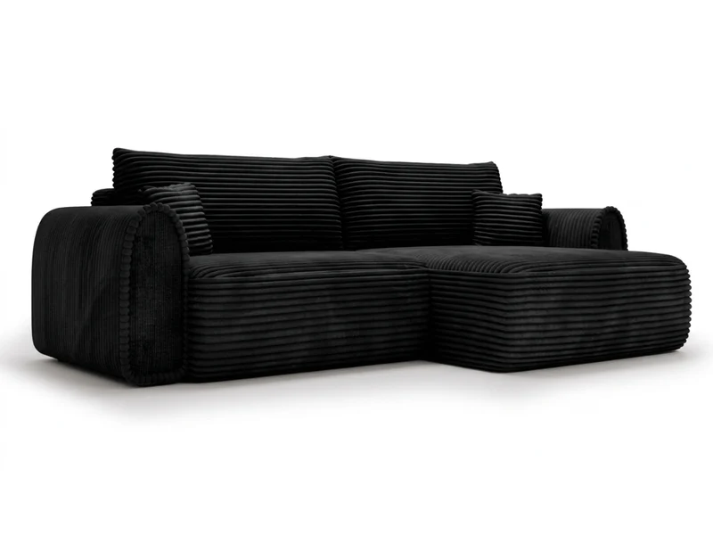 Canapé convertible ODEON – Velours côtelé épais – Design arrondi tendance