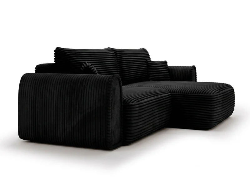 Canapé convertible ODEON – Velours côtelé épais – Design arrondi tendance