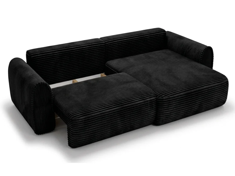 Canapé convertible ODEON – Velours côtelé épais – Design arrondi tendance