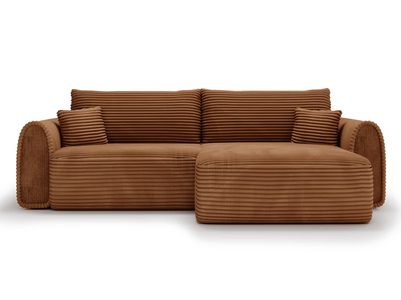Canapé convertible ODEON – Velours côtelé épais – Design arrondi tendance