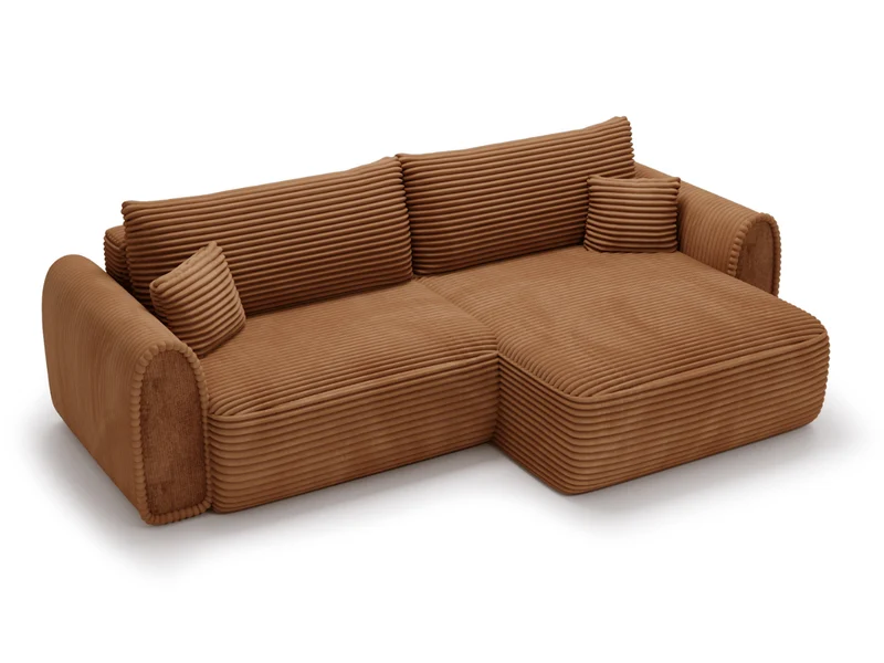 Canapé convertible ODEON – Velours côtelé épais – Design arrondi tendance