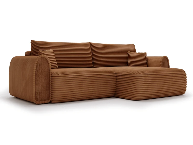 Canapé convertible ODEON – Velours côtelé épais – Design arrondi tendance