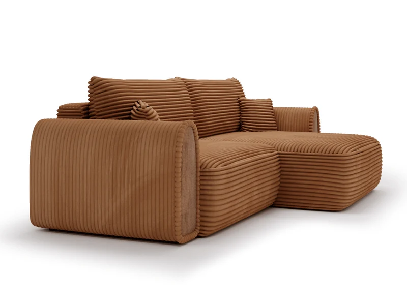 Canapé convertible ODEON – Velours côtelé épais – Design arrondi tendance